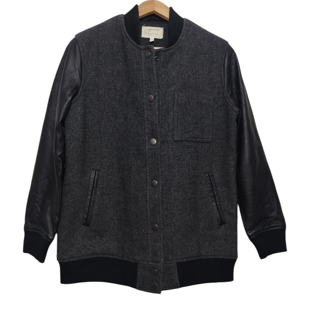 Current/Elliott The Stanwood Bomber‎ Jacket Womens S Leather Sleeve Grunge